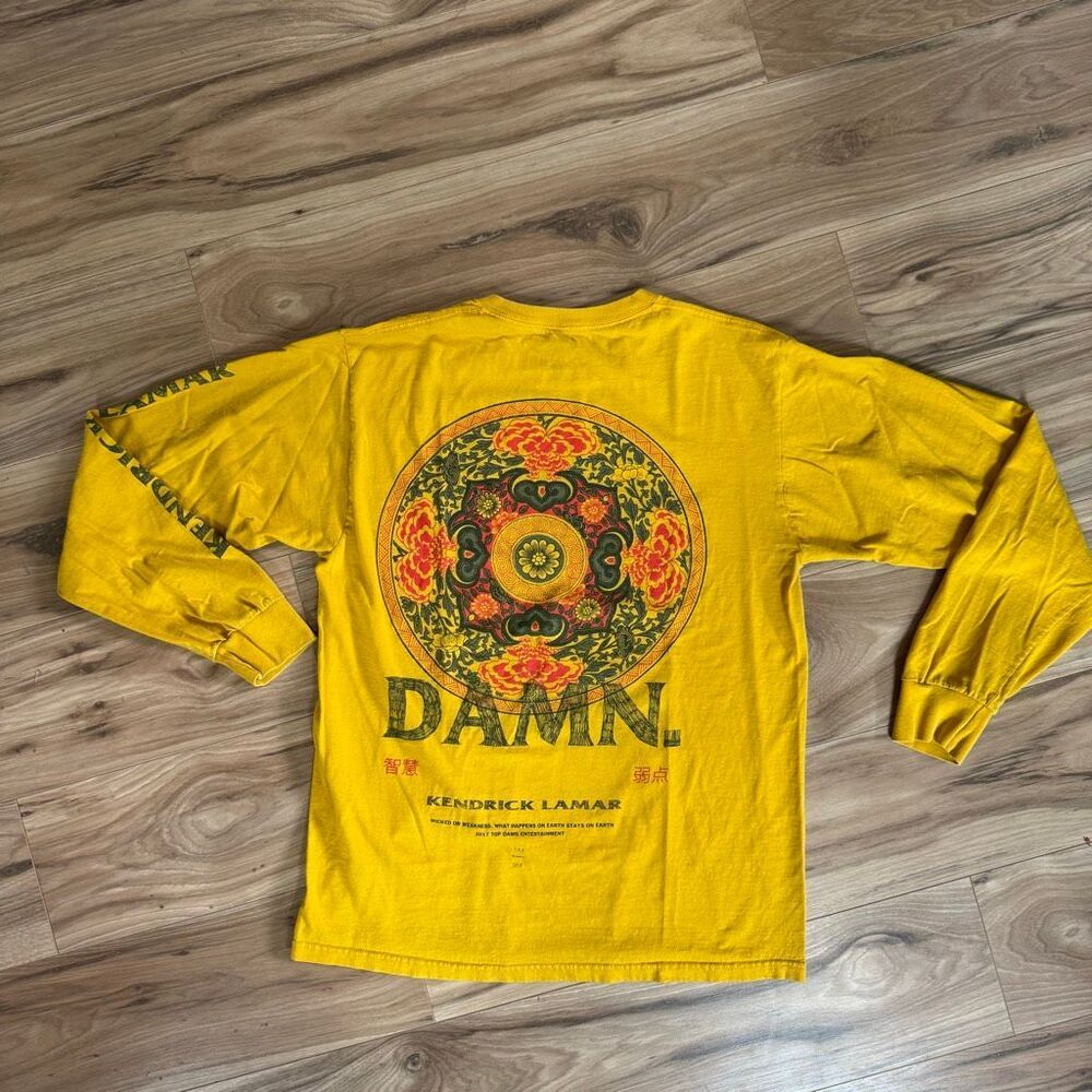 Kendrick Lamar DAMN. 2017 Longsleeve T-Shirt Yellow Adult Size M